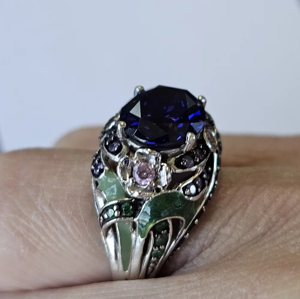 Retired Victoria Wieck Tanzanite and Amethyst Ring in Sterling Silver Sz 8! - Picture 11 of 14